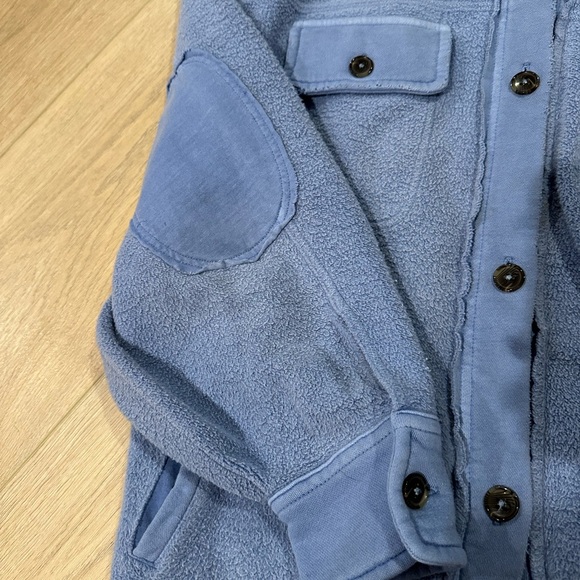 Free People Oversized Light Blue Fleece Shirt Jacket - Picture 2 of 5